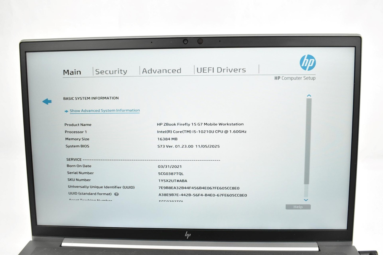 HP Z Book Firefly 15 G7 i5-10210U 1.6GHz 16GB 256GB SSD 15.6″ No OS *See Detail*