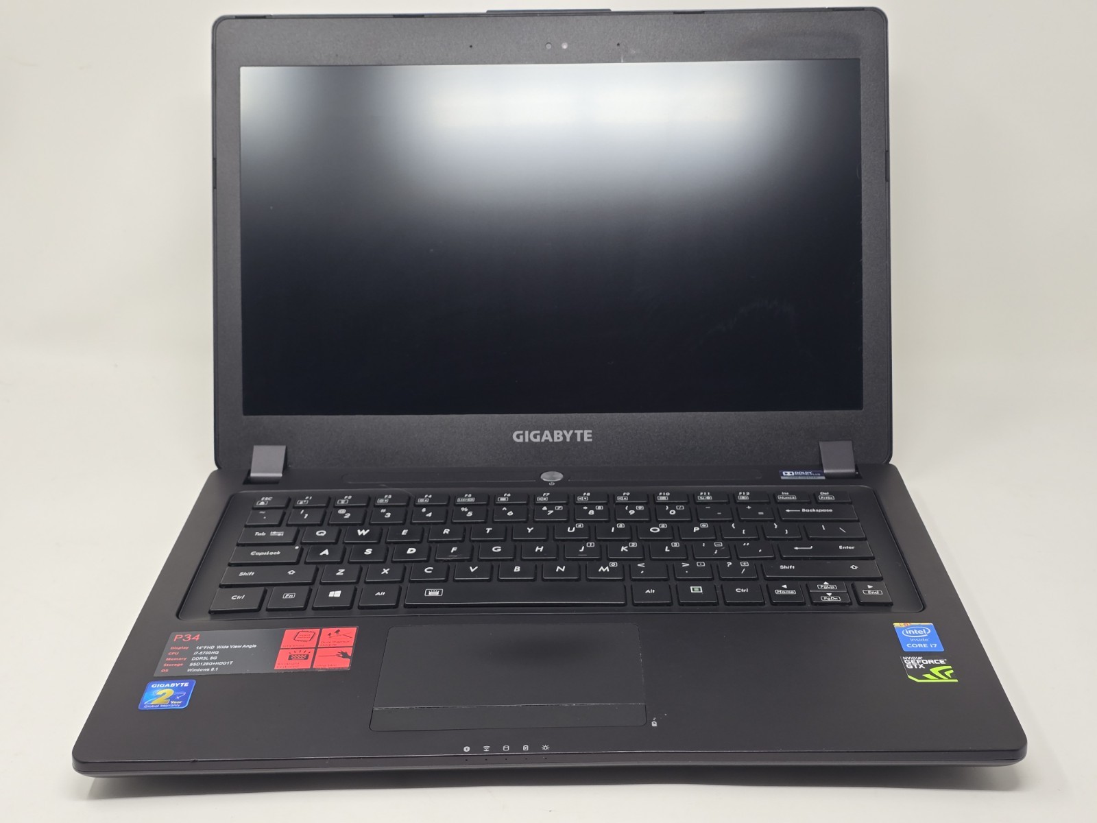 Gigabyte P34W V4 Gaming Laptop PC i7 GTX 970M 8GB RAM 128GB SSD 500GB HDD CIB