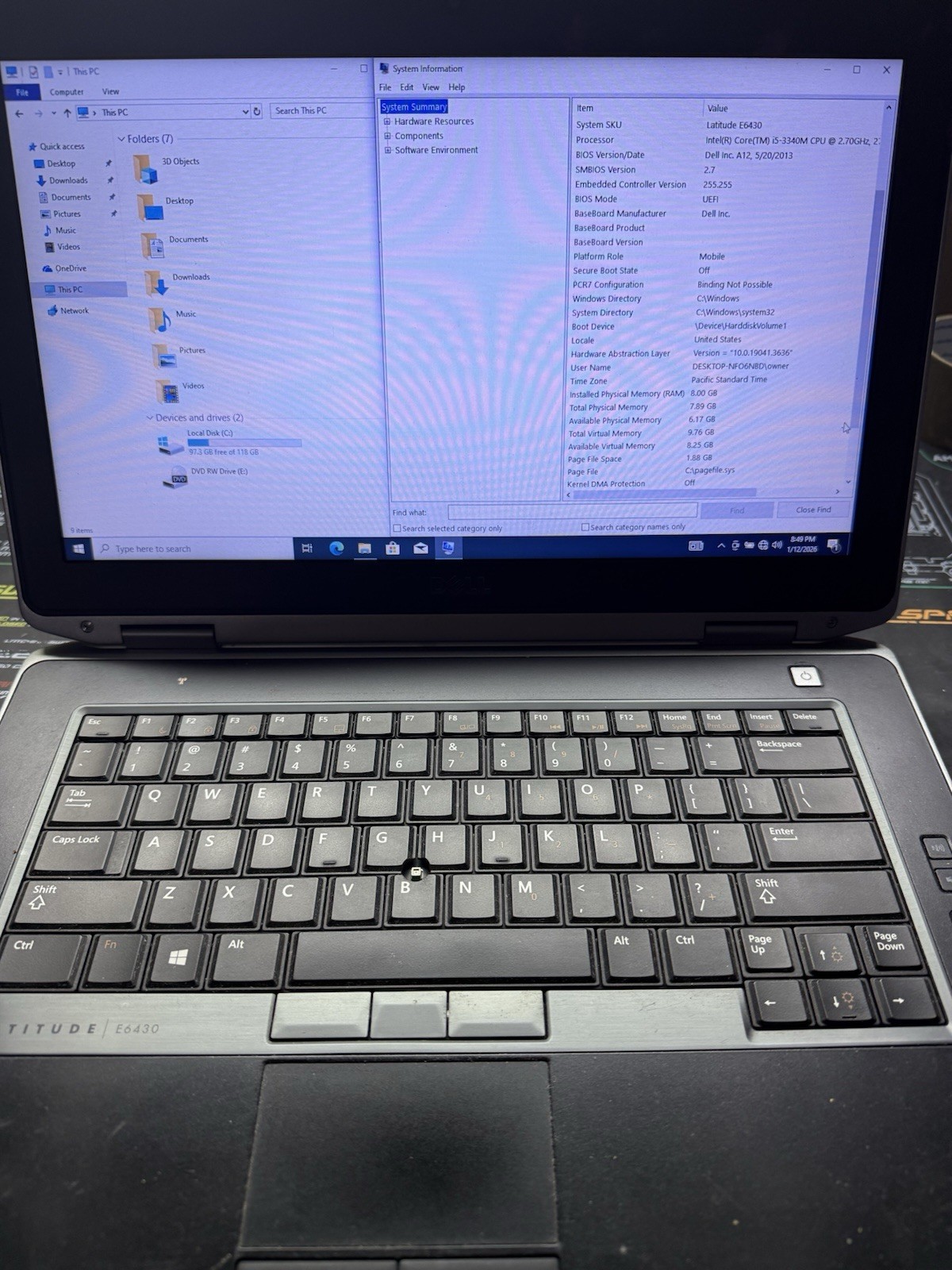 Dell Latitude E6430 Intel i5-3340m 2.70 GHz 8 GB RAM 128 GB HDD Win 10 Pro