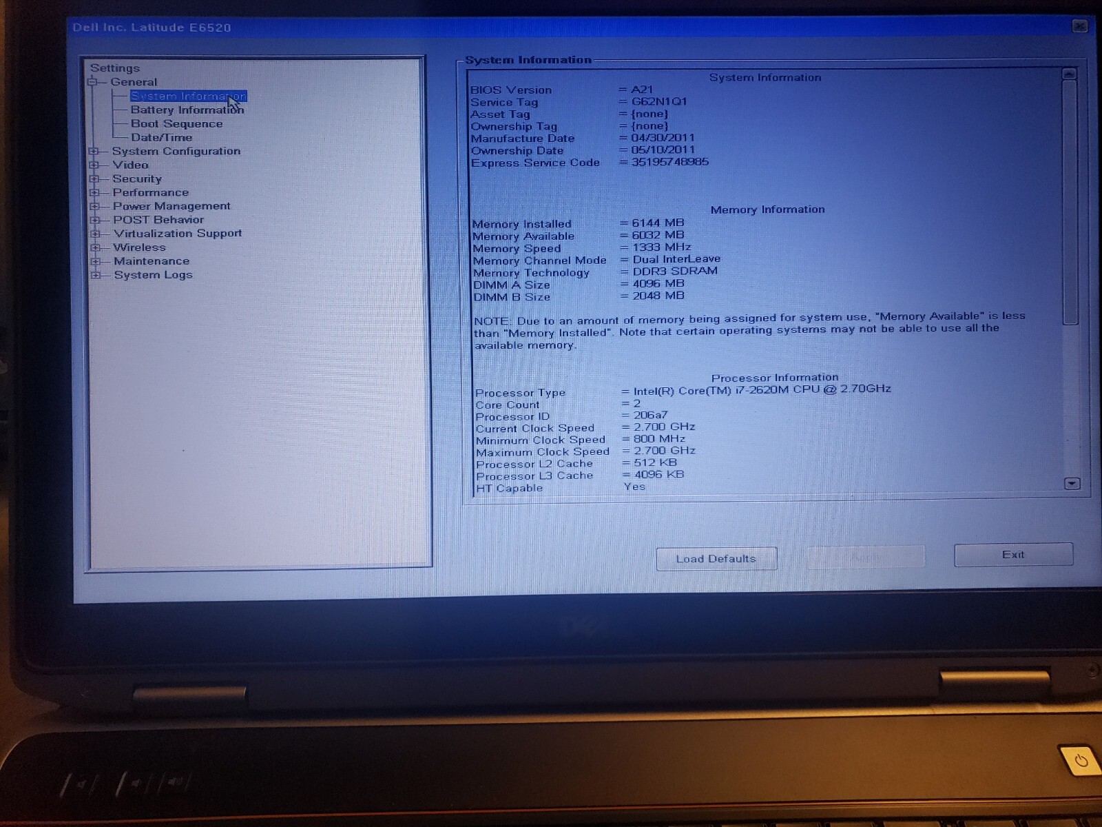 Dell Latitude E6520 Core i7-2620M 2.70GHz 6GB RAM 500GB HDD BLUETOOTH BACKLIT