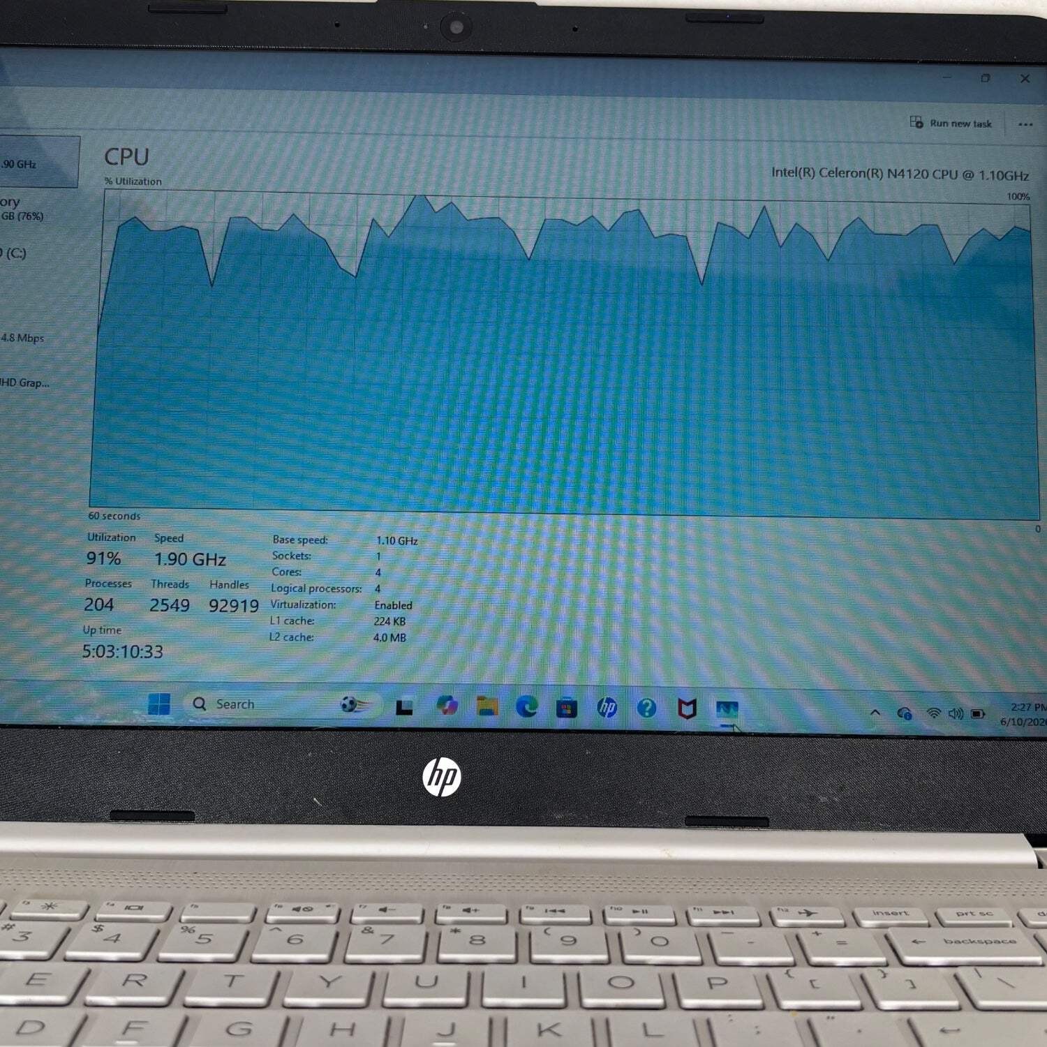 HP Laptop 14-DQ0052DX Celeron N4120 4GB RAM 64GB
