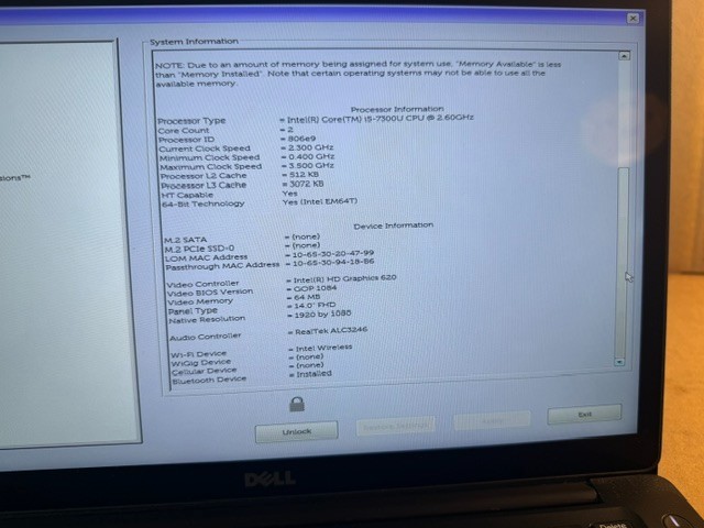 Dell Latitude 7480 i5-7300U NO RAM NO O/S (No Charger Included)