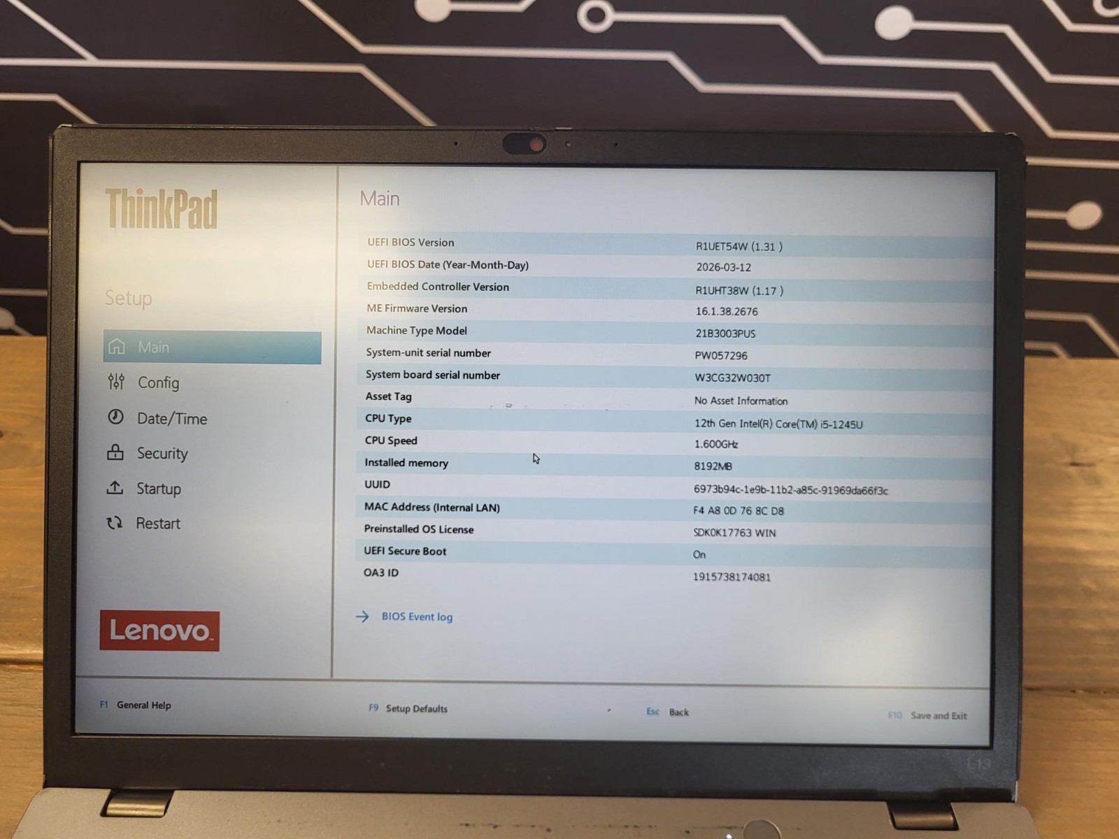 Lenovo ThinkPad L13 3rd Gen 13.3″ i5-1245U 8GB RAM 256GB SSD No OS – D Grade