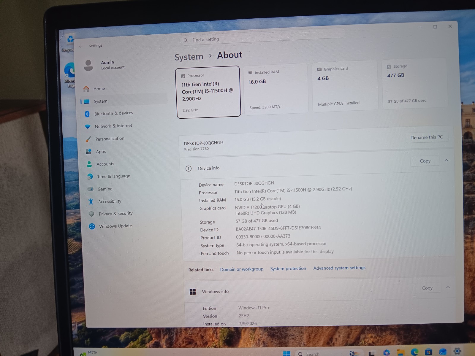 Dell Precision 7760 17.3″ FHD i5-11500H 16GB RAM 512SSD Nvidia T1200 Win 11 Pro