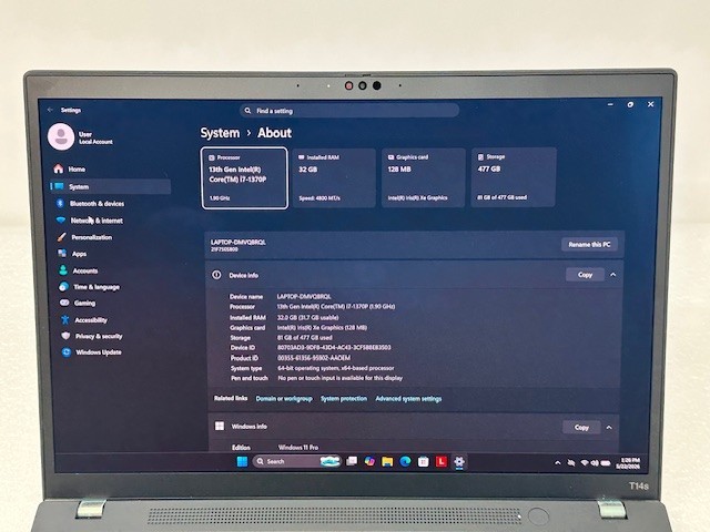 Lenovo ThinkPad T14s Gen 4 14″ 2.8K OLED i7-1370P 32GB 512GB SSD LTE – ADP WTY