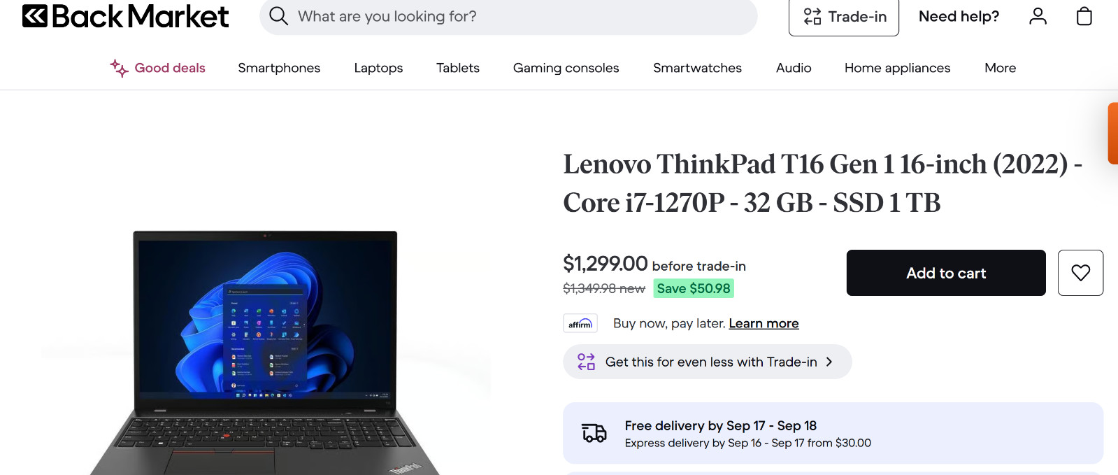 LenovoThinkPad T16 Gen 1 Intel Laptop/ 16″ 1920*1200 FHD Core i7-1270P-1TB SSD