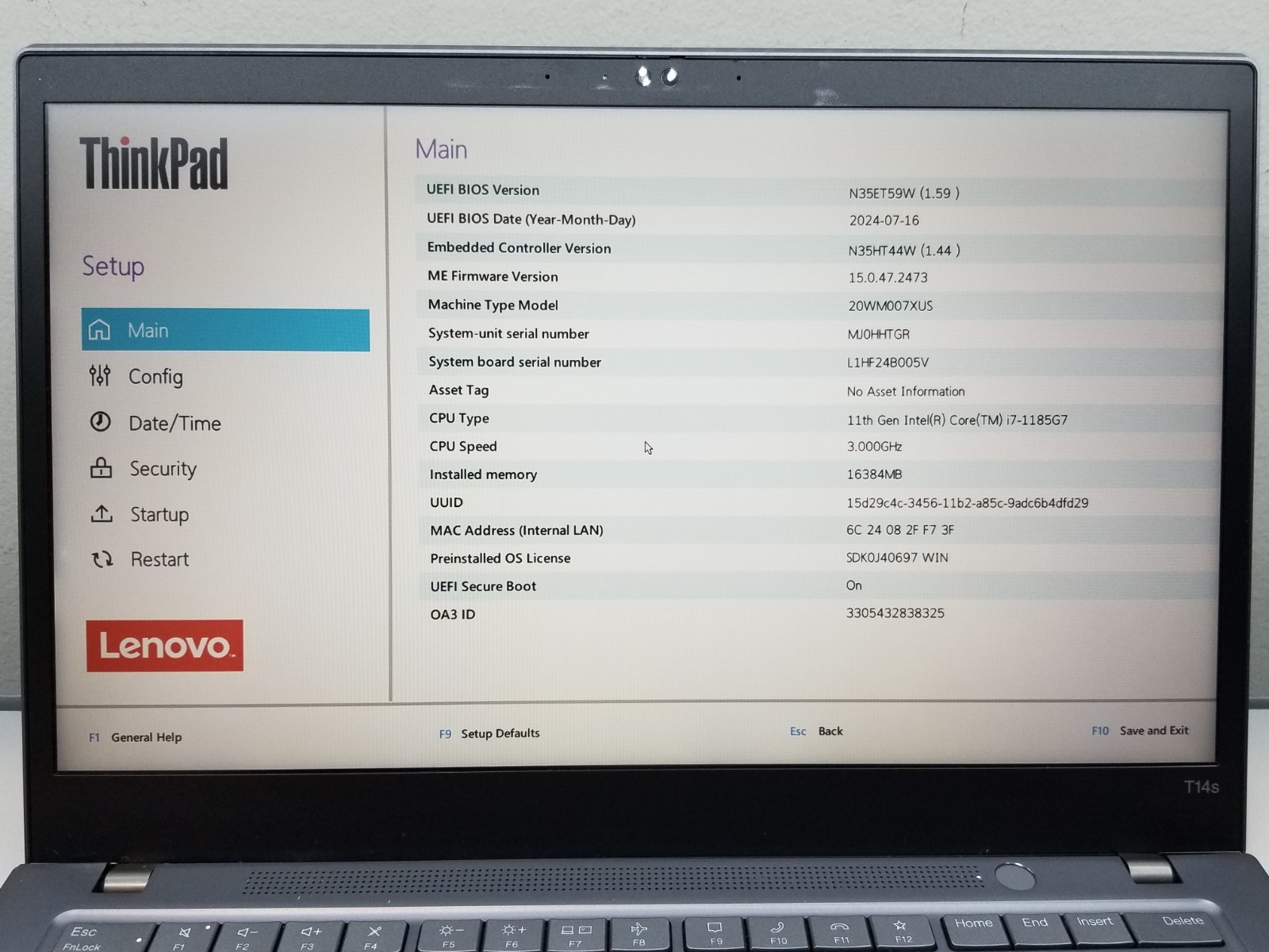AS-IS Lenovo ThinkPad T14s 14″ i7-1185G7 1.2GHz 16GB 256GB NVMe Iris Xe Ubuntu