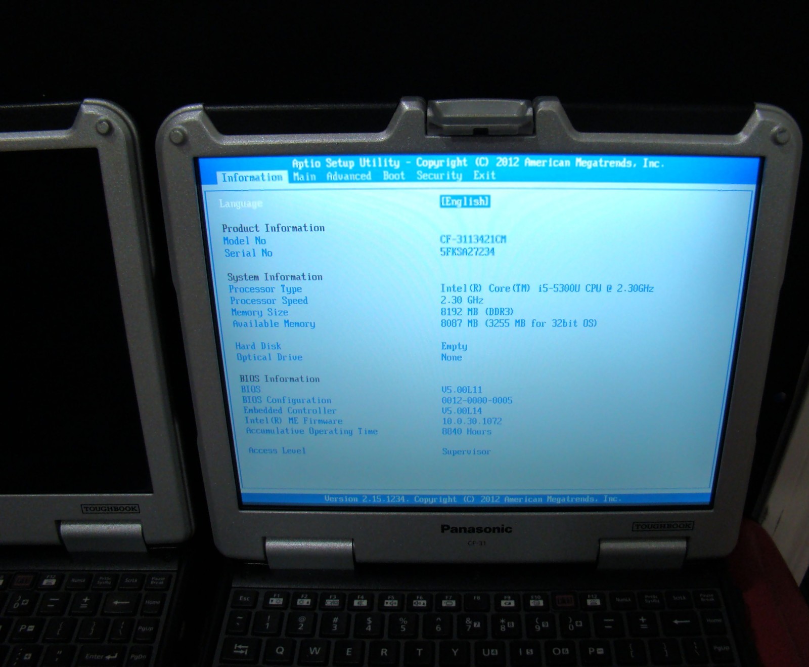 Panasonic Toughbook CF-31 MK5 i5-5300U 2.3GHz 8GB RAM NO HDD Caddy NO AC Adapte