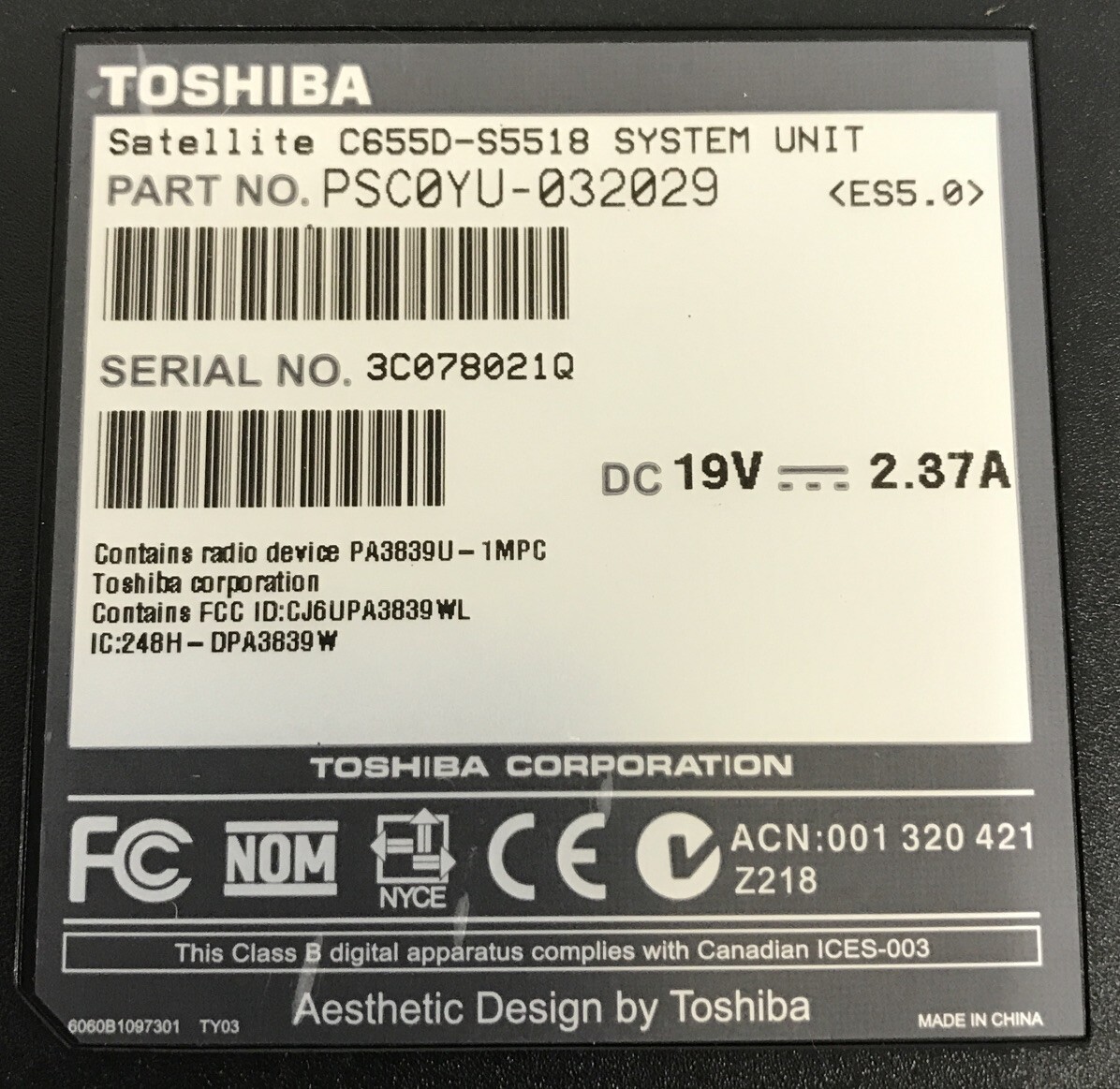 *Lot of 2* FOR PARTS TOSHIBA SATELLITE C655D LAPTOP AMD E-300 3GB NO POWER CABLE