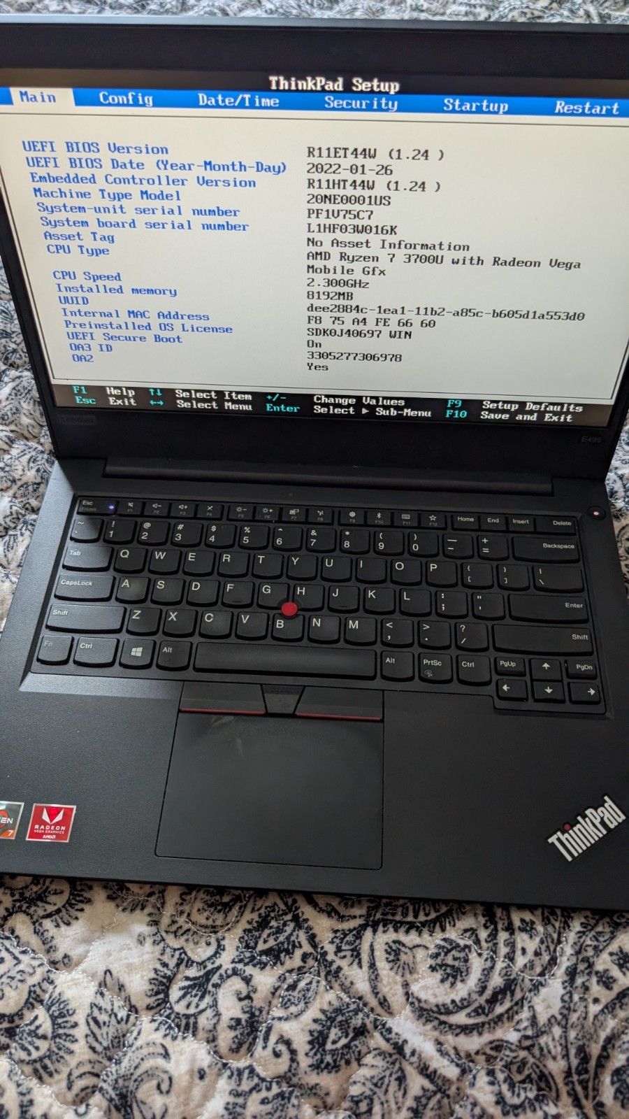 Lenovo ThinkPad E495 14″ AMD Ryzen 7 3700U 2.30Ghz 8GB NO SSD/HD