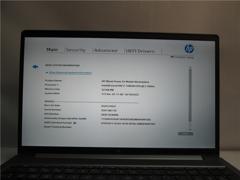 HP ZBook G7 Laptop i7-10850H 32GB 512GB SSD 16in Win11 Grade C