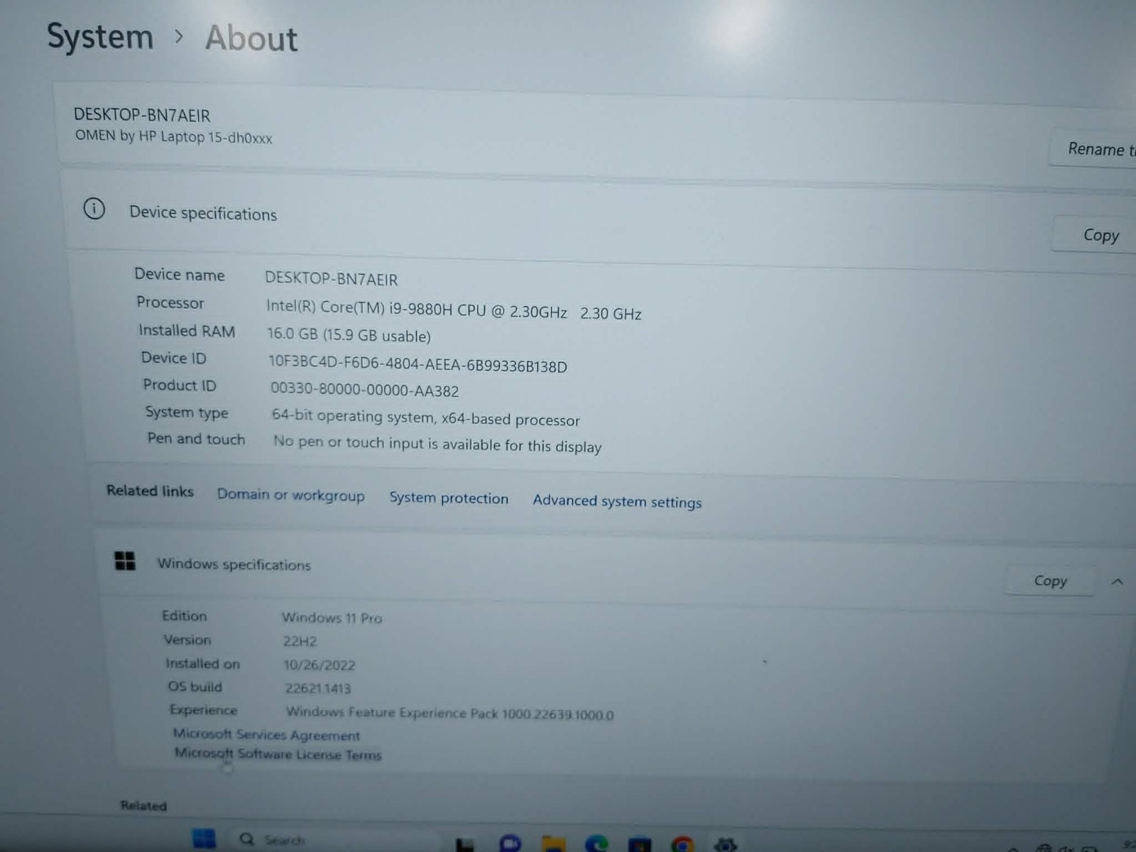 HP Omen 15-DH0XXX Intel i9-9880H 2.30GHz 16MB 512GB RTX 2080 4K Screen Notebook