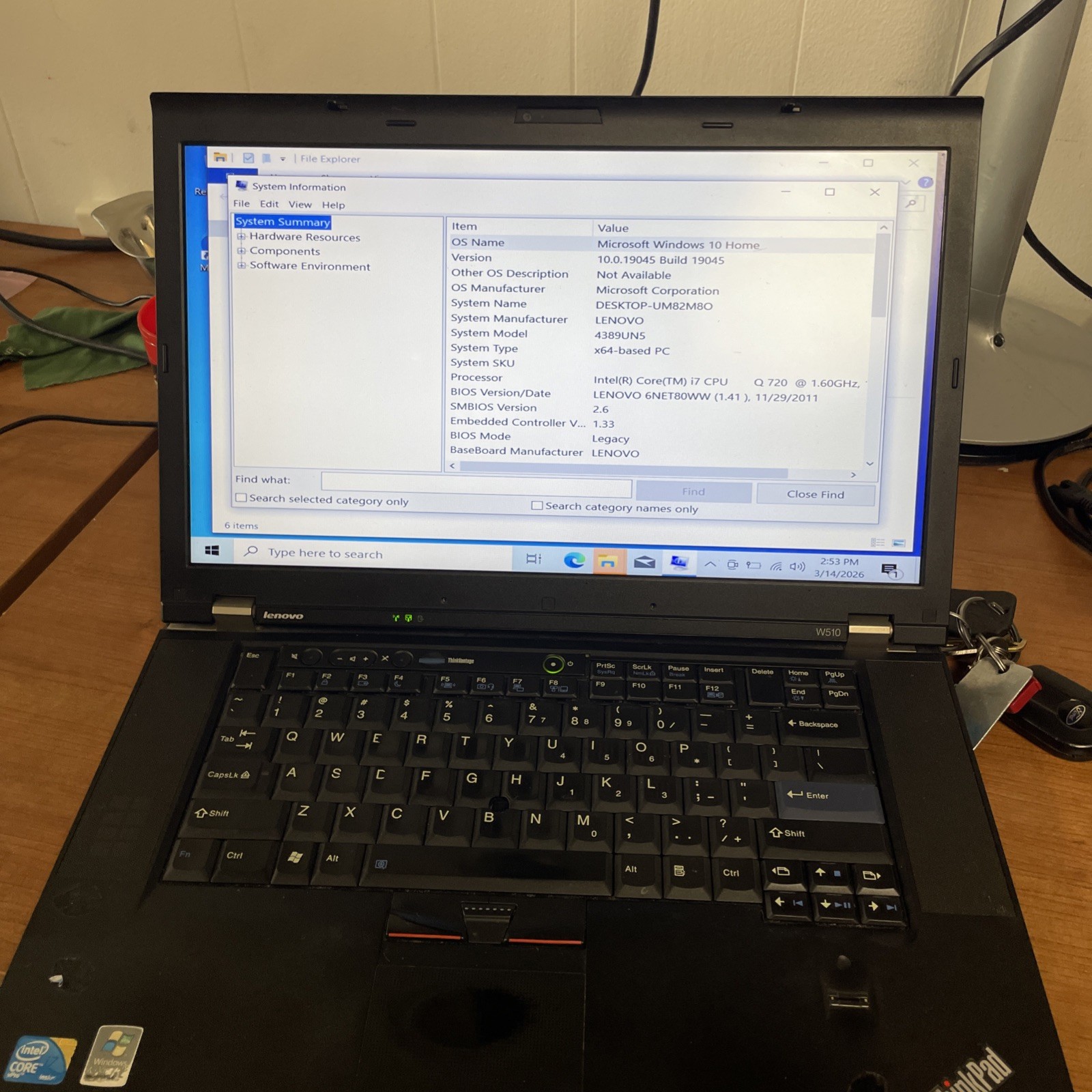 lenovo thinkpad W510 Intel Core I7 4th Gen 500GB HDD 8 GB RAM Windows 10 PRO