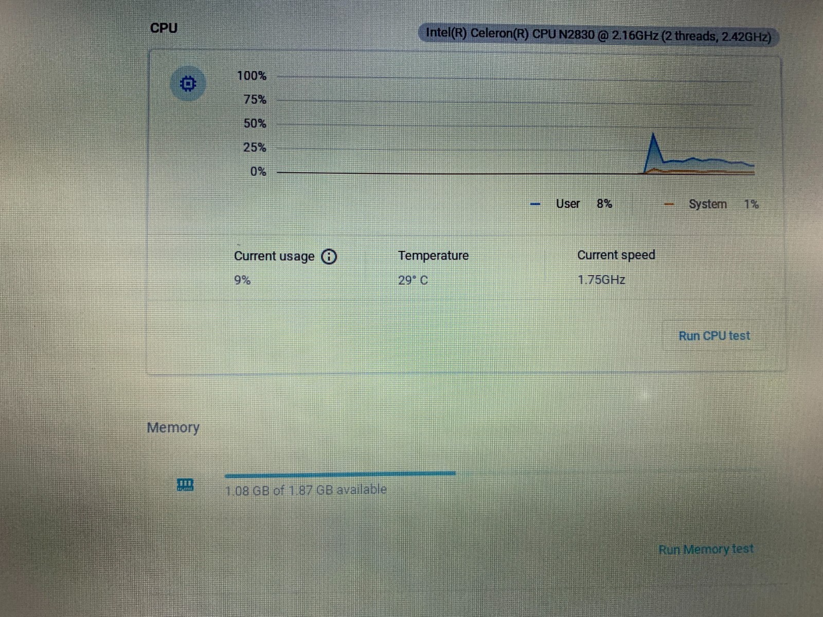 Acer CB3-531 Chromebook, Intel Celeron N2830 2.16GHz, 2GB RAM, 86% Battery
