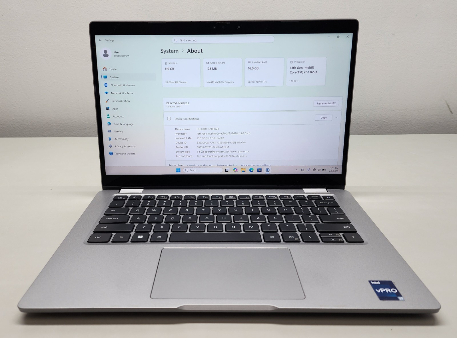 Dell Latitude 5340 13.3″ i7-1365U 1.80GHz 16GB RAM 128GB SSD Windows 11 Pro