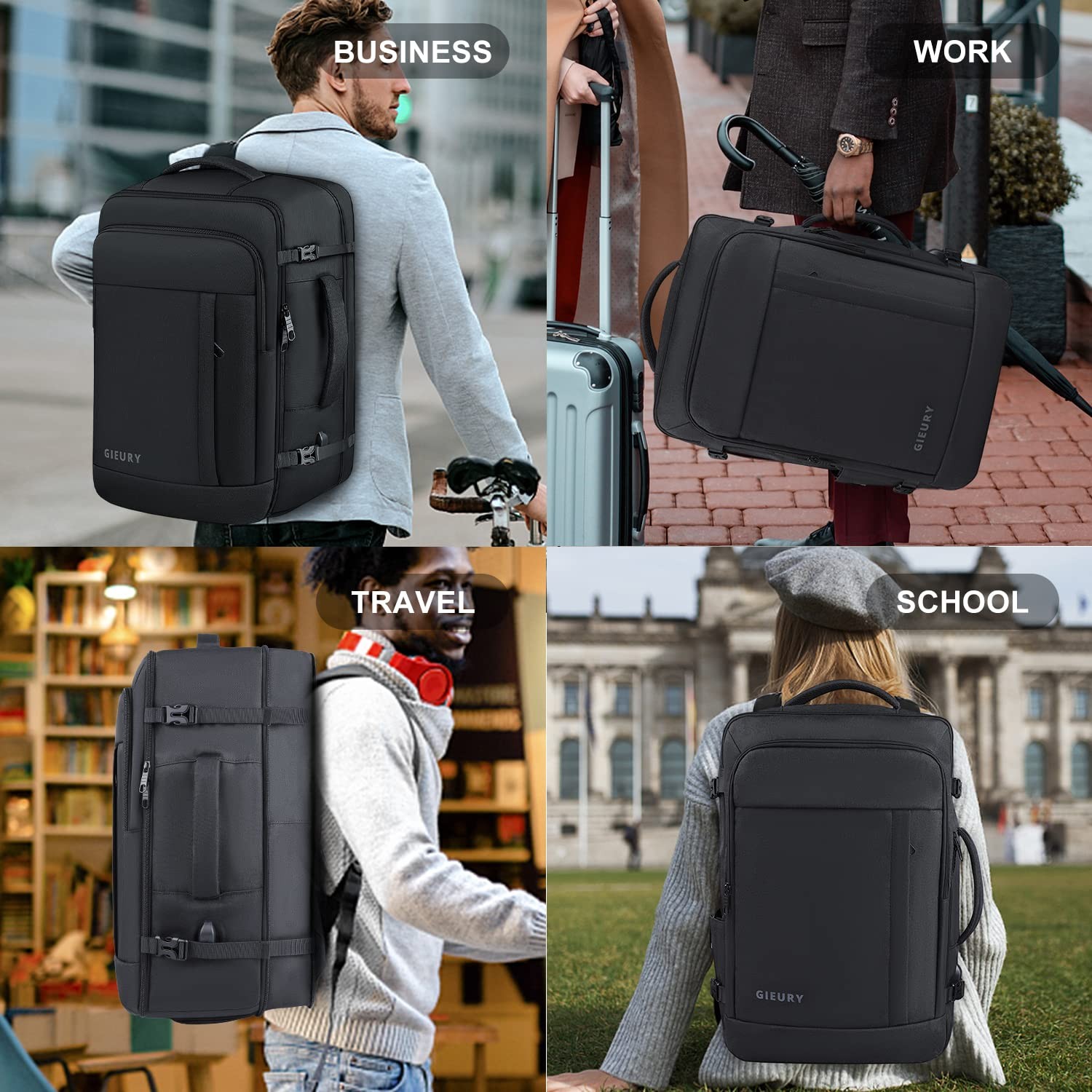 Gieury Carry On Backpack, 50L Travel Backpack, Luggage Backpack TSA Flight Appro