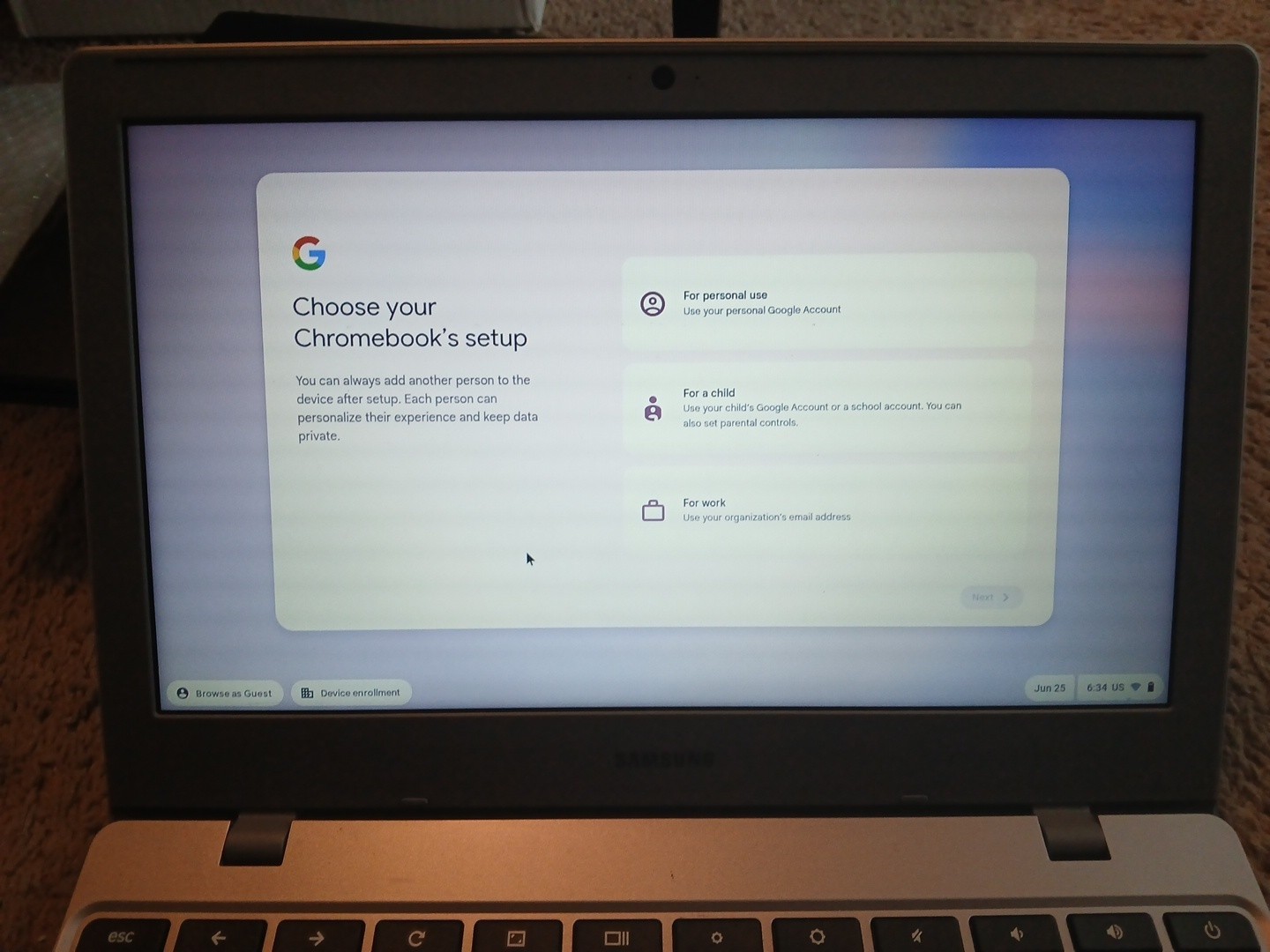 Samsung Chromebook 4 XE310XBA-K01US Intel N4000@2.0GHZ,4GB,32GB eMMC