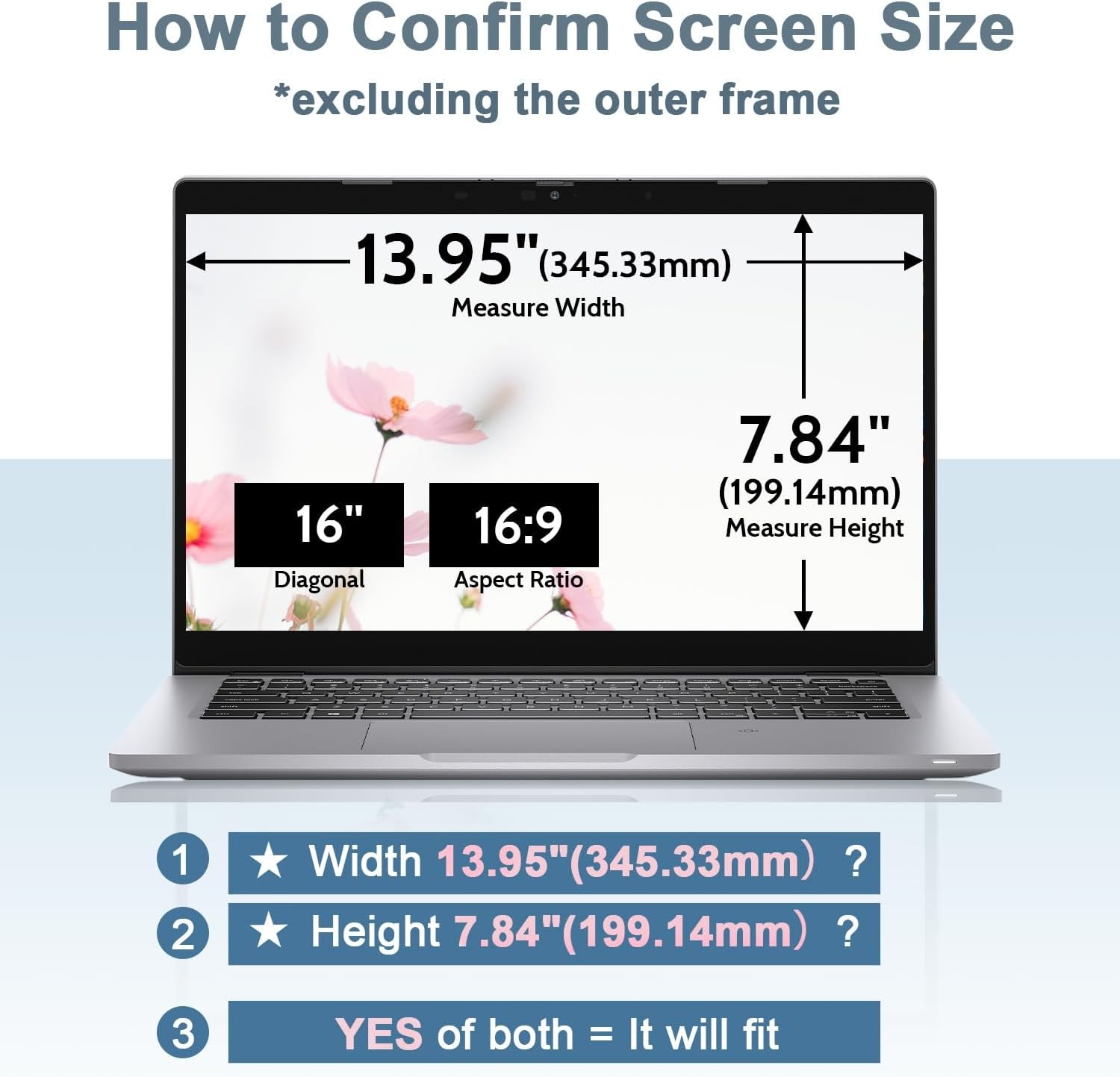 Laptop Privacy Screen 16 Inch 16:9 Aspect Ratio, Anti Blue Light Glare Filter
