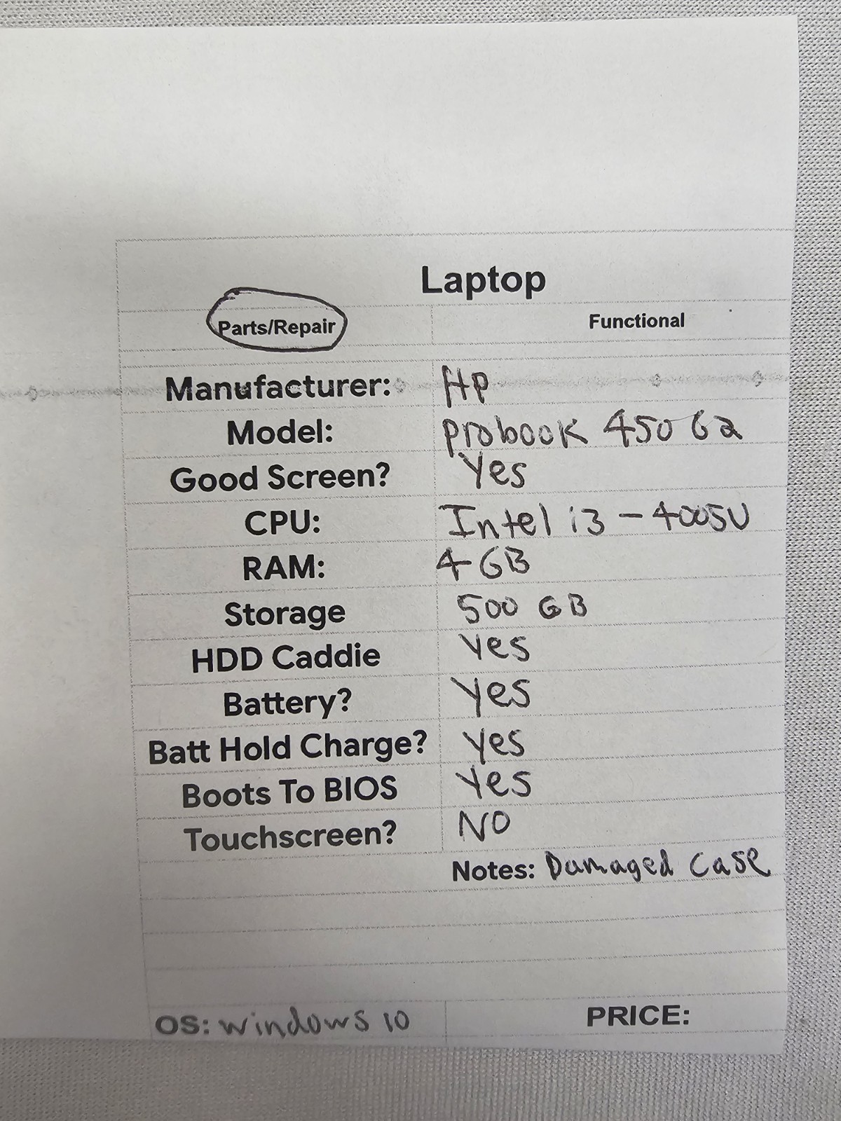 HP ProBook 450 G2 Laptop – i3-4005u – 4GB RAM – 500GB – Windows 10 – Read