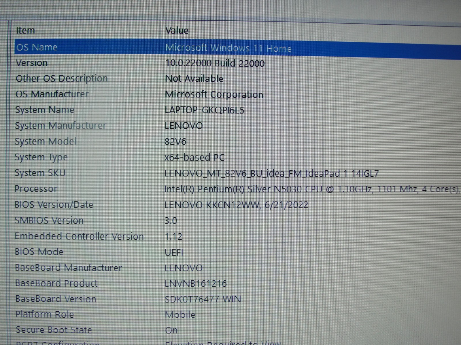 Lenovo IdeaPad 1 14IGL7 14”HD Pentium Silver N5030 1.1GHz 4GB RAM 128GB SSD