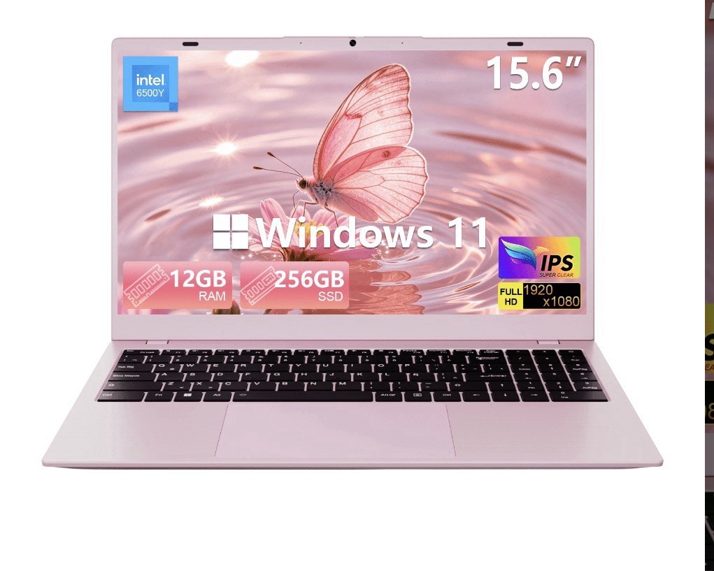Intel 15.6″ Pink Laptop Win 11 Celeron 6500Y 12GB RAM 256GB SSD FHD