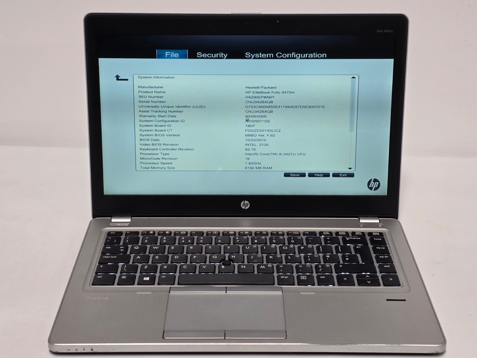 HP ELITEBOOK FOLIO 9470M 14″i5-3427U 8GB 128GB SSD + 500GB FAULTY KEYBOARD