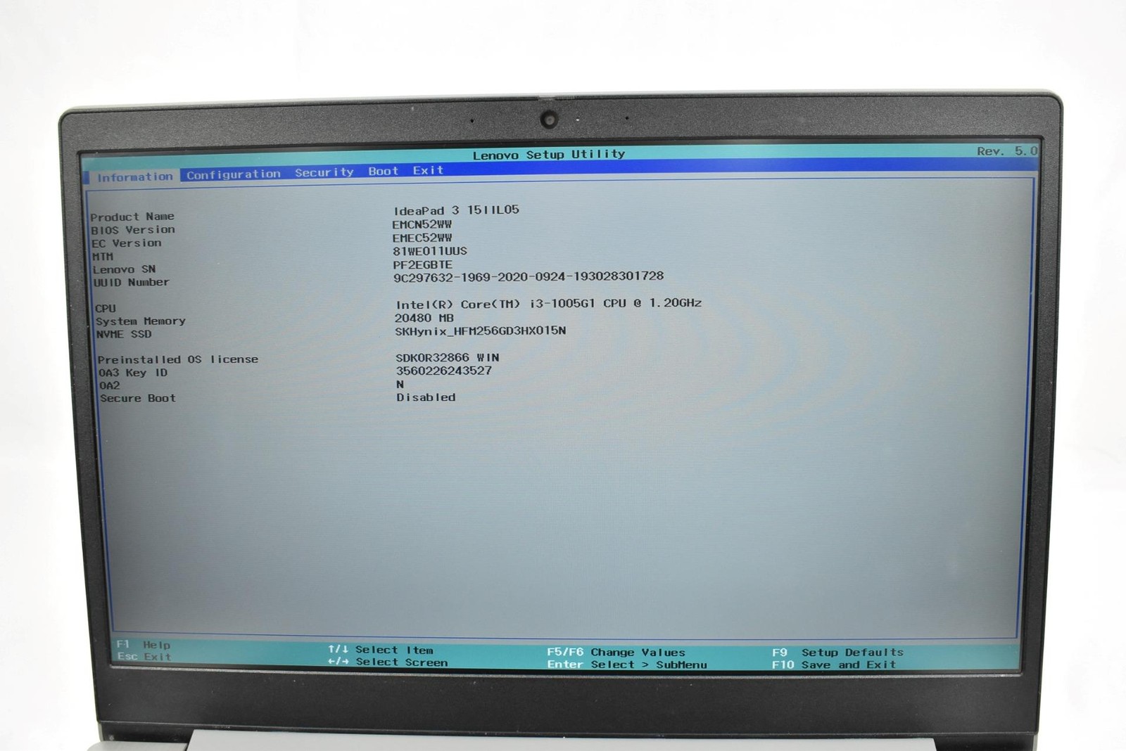 Lenovo Ideapad 3-15IIL05 i3-1005G1 1.2GHz 20GB 256GB SSD No OS 15.6″ *See Detail