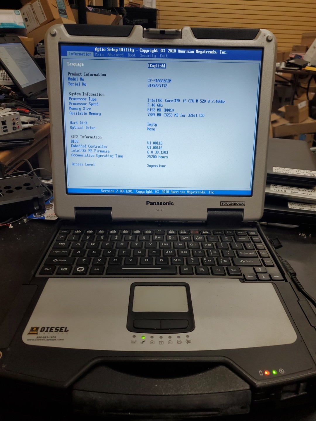 Panasonic Toughbook CF-31 MK-1 i5 520M @ 2.40GHz 8GB 25200HRS Diesel