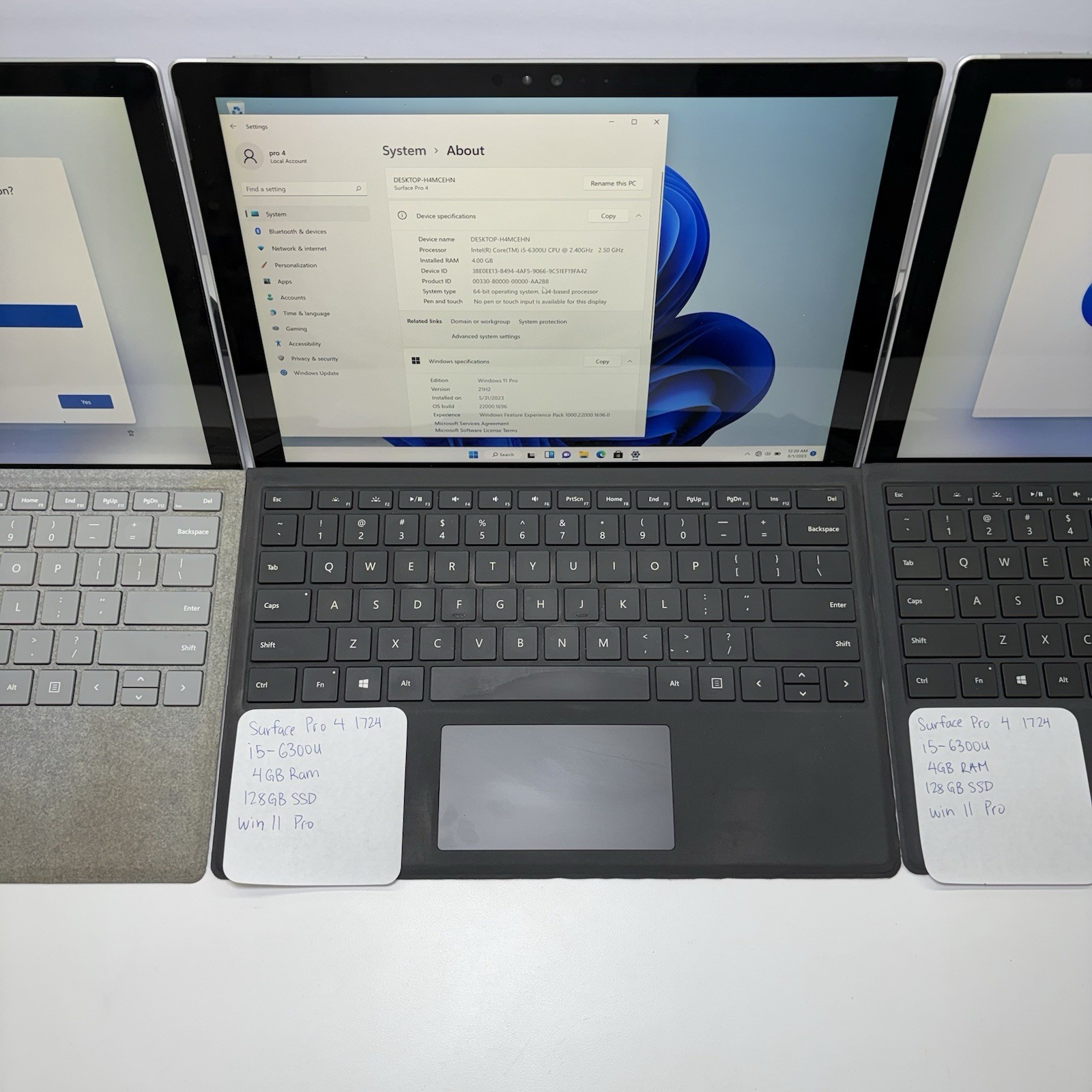 Lot Of 3 Microsoft Surface Pro 4 1724 | i5-6300U | 4GB RAM | 128GB SSD | Win 11