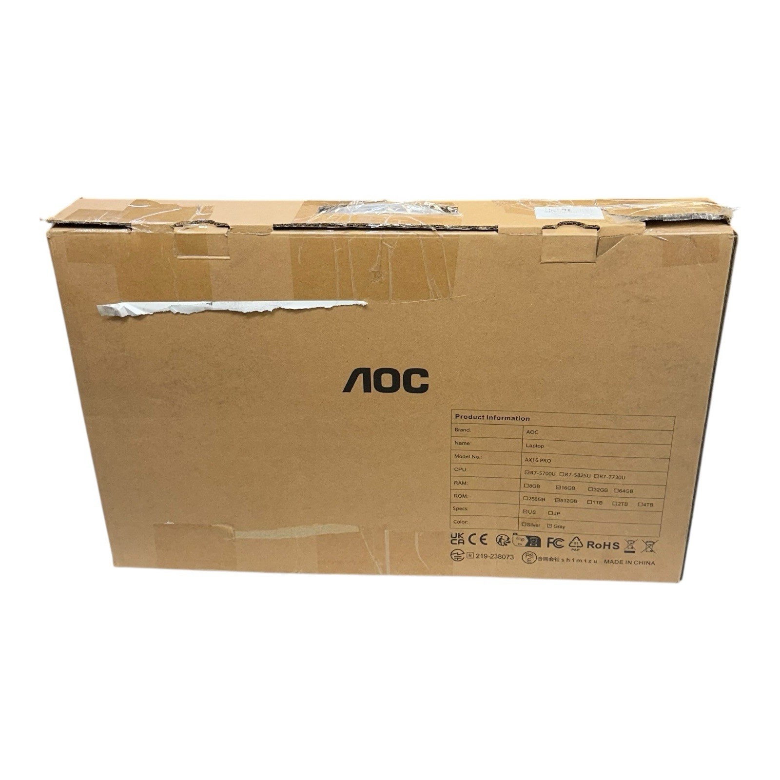 AOC AX16 Pro 16.1″ Laptop with AMD Ryzen 7 5700U Processor(8C/16T, Up to 4.3GHz)