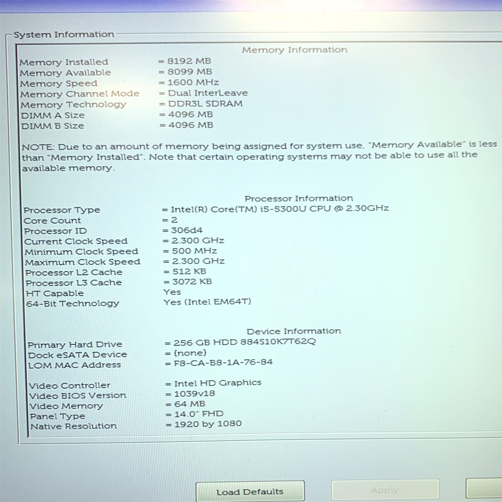Dell Latitude E7450 14″ FHD Intel Core i5-5300U 2.30GHz 8GB 256GB SSD Windows 10