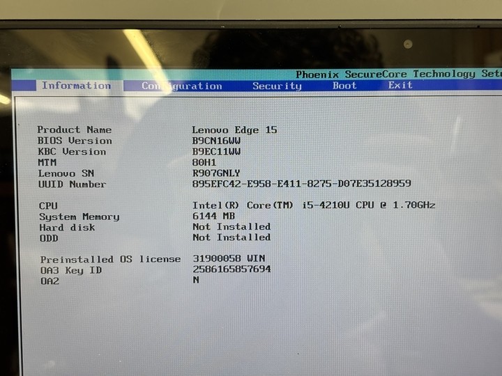 15.6″ Lenovo Edge 15 80H1 Laptop Intel i5-4210U 6GB RAM NO SSD Touchscreen