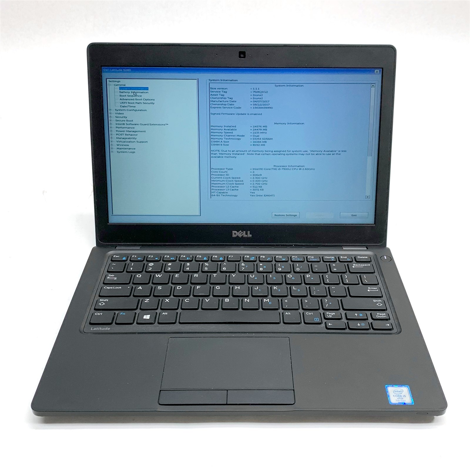 Dell Latitude 5280 12.5″ Intel i5-7300U 2.6GHz No Ram SSD Damaged Port For Parts