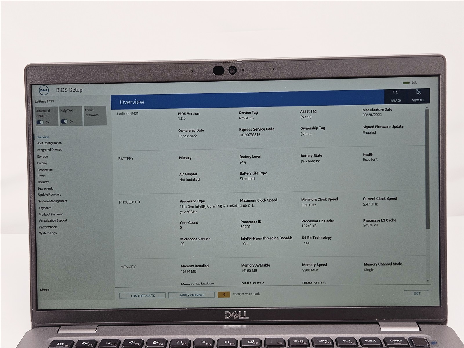 Dell 14″ Latitude 5421 Intel Core i7-11850H 16GB 256GB SSD Business Laptop Gray