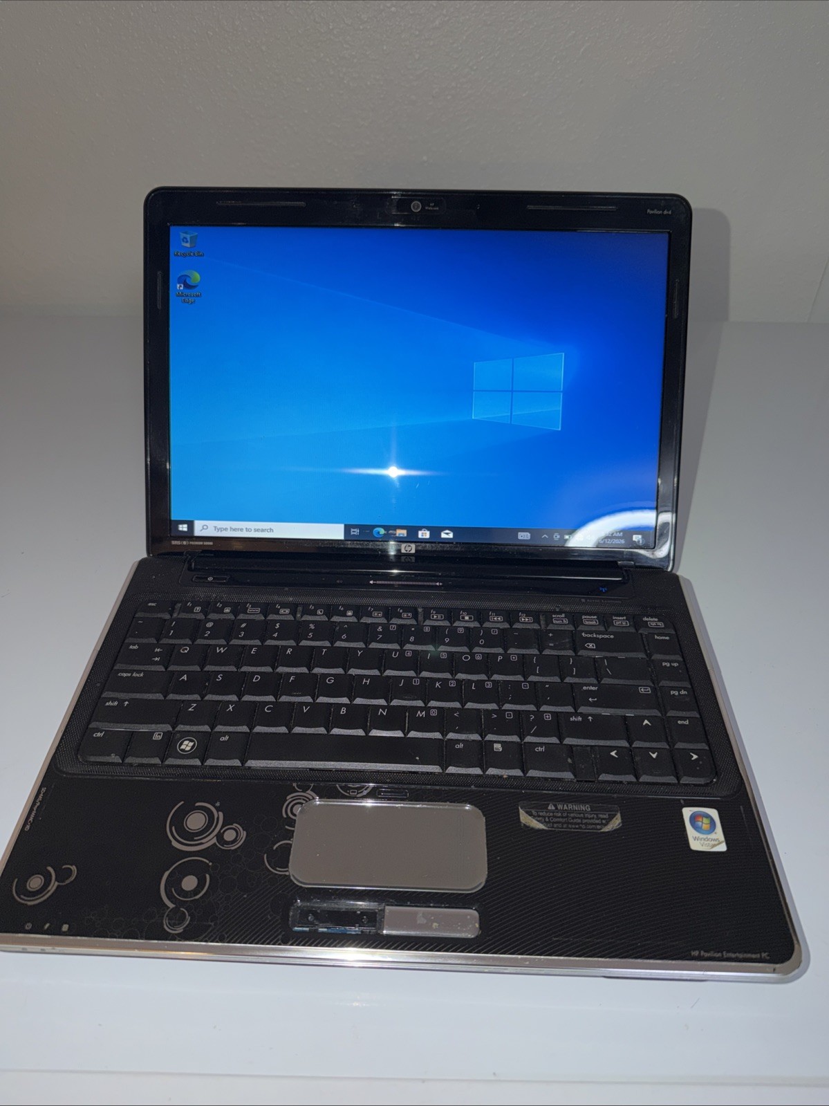 Hp Pavillion dv4 Notebook PC PARTS OR AS IS, 250gb HD, 4GB, win 10, Missing key