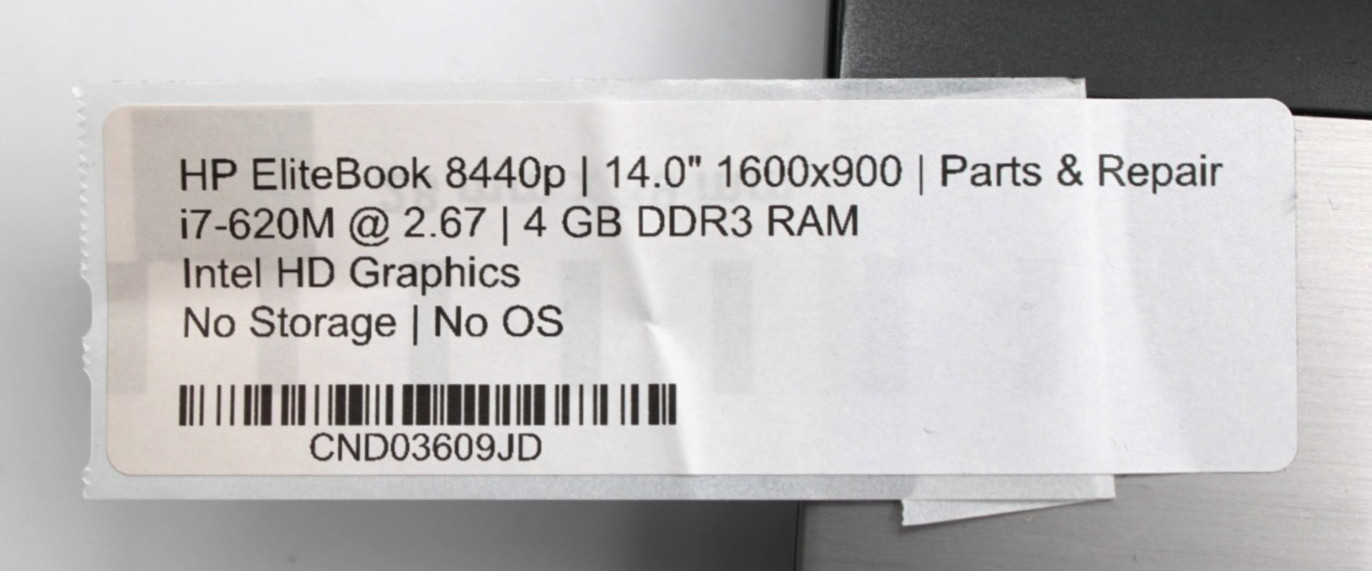 HP EliteBook 8440p i7-620M@2.67GHz 4GB DDR3 NO STORAGE OR OS *USED/TESTED*