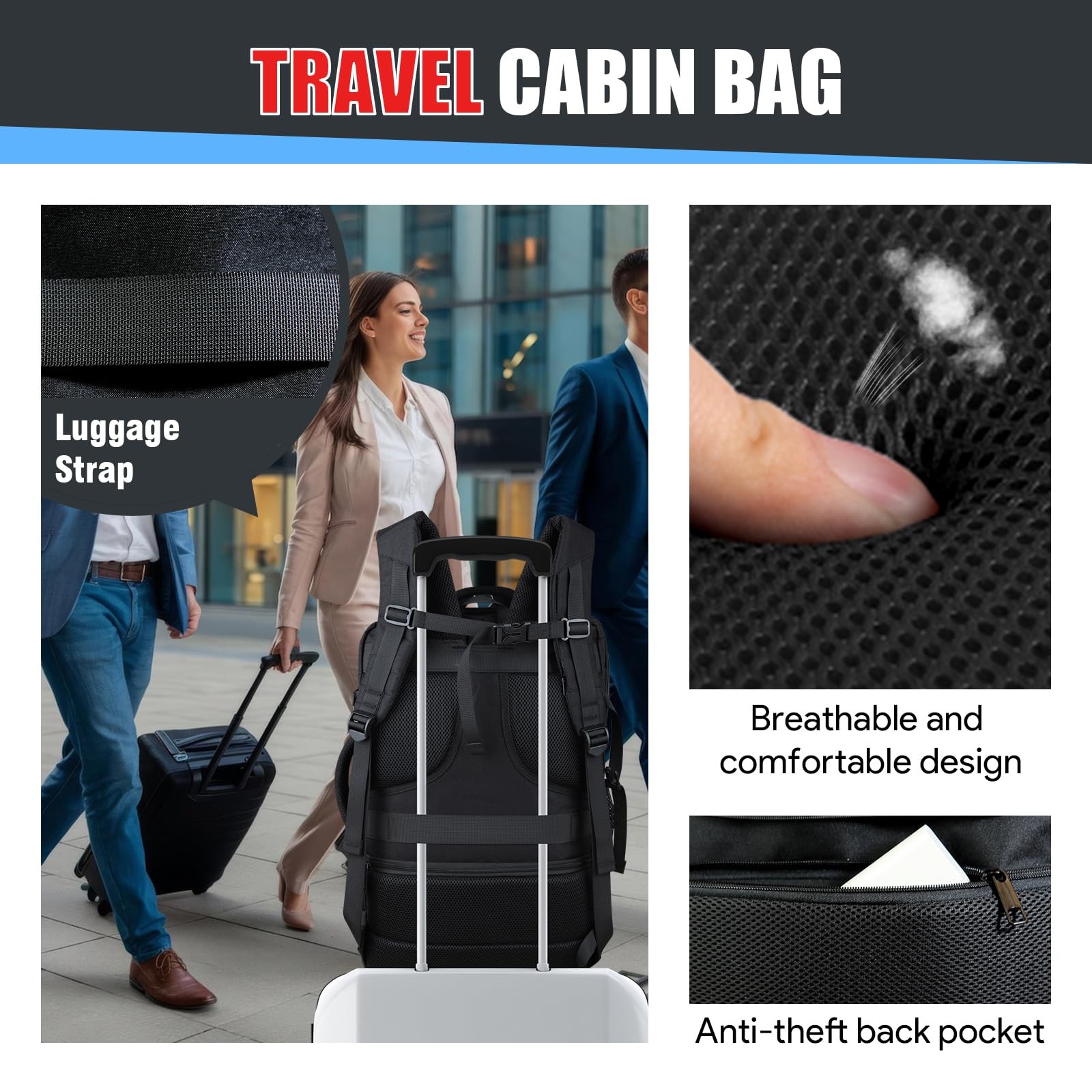 JARWAM Expandable Travel Backpack 50L-60L, Extra Large Carry on Backpack Hiking
