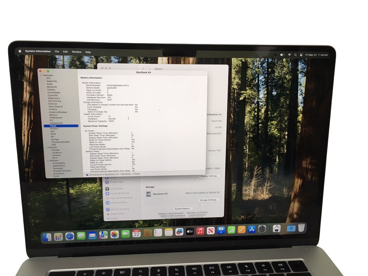 APPLE MACBOOK AIR 15″ M4 1TB SSD 24GB RAM A3241 MACOS SEQUOIA 16 CYC (EPJ033500)