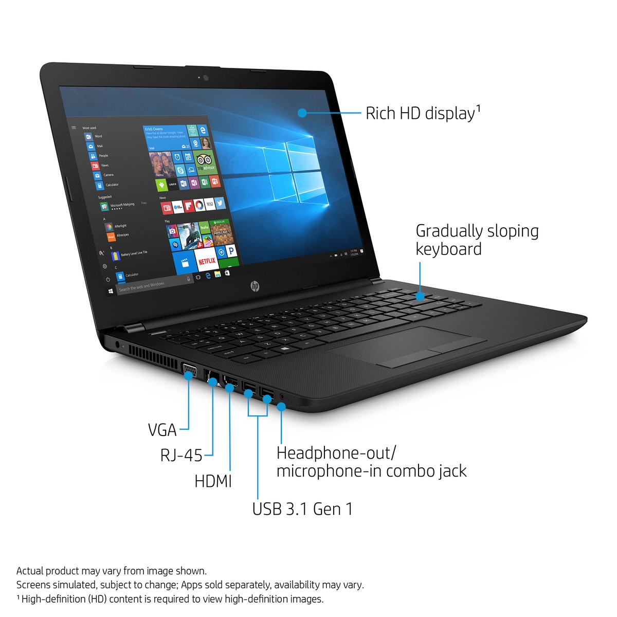 HP 14-bw065nr 14″ AMD E2-9000e 1.5 GHz 4GB DDR4 32GB eMMC Win 10 Home Laptop BK