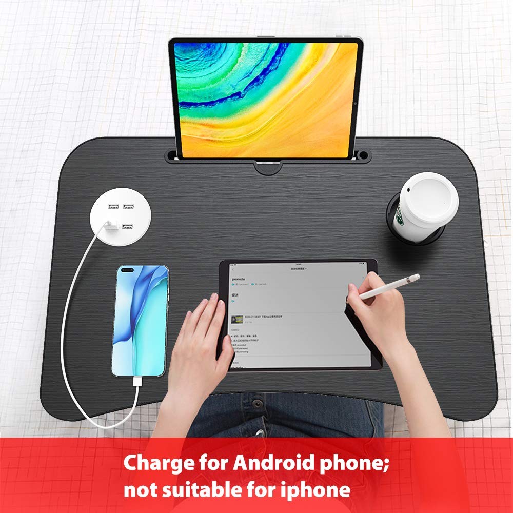 Elekin Folding Lap Desk Laptop Table w/ Storage Drawer & Cup Holder Multi-Functi