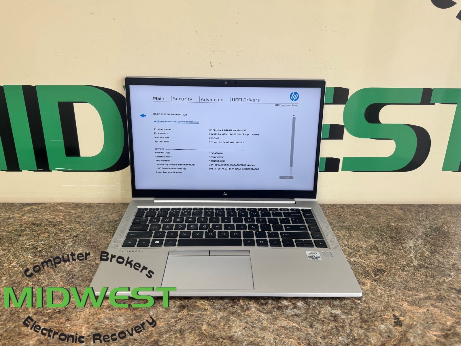 HP EliteBook 840 G7 i5-10310U 1.7GHz 8GB RAM 512GB SSD