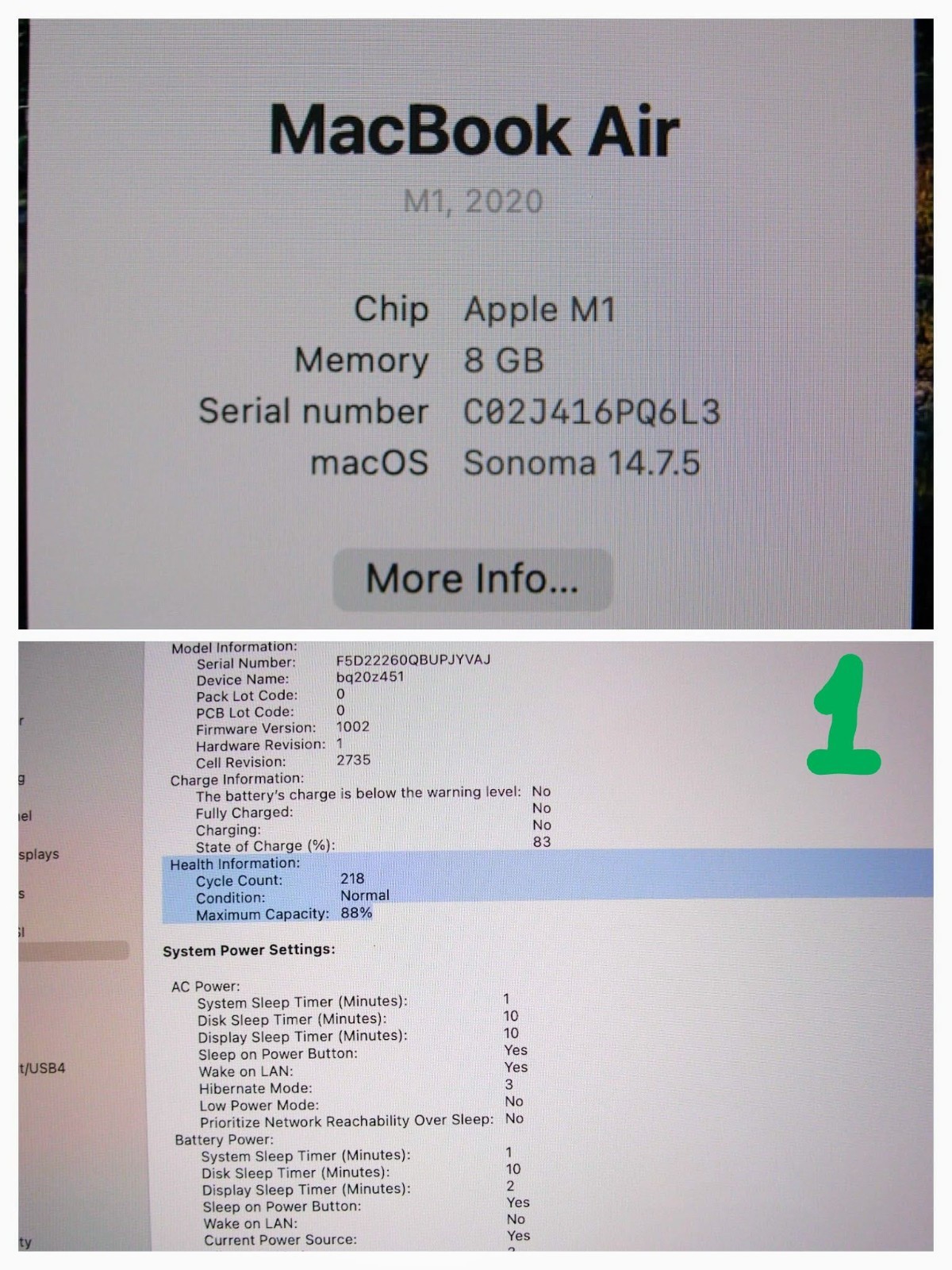 Apple MacBook Air A2337 13.3″ M1 (2020) 8CPU/7GPU 8GB 128GB MGN63LL/A +Charger