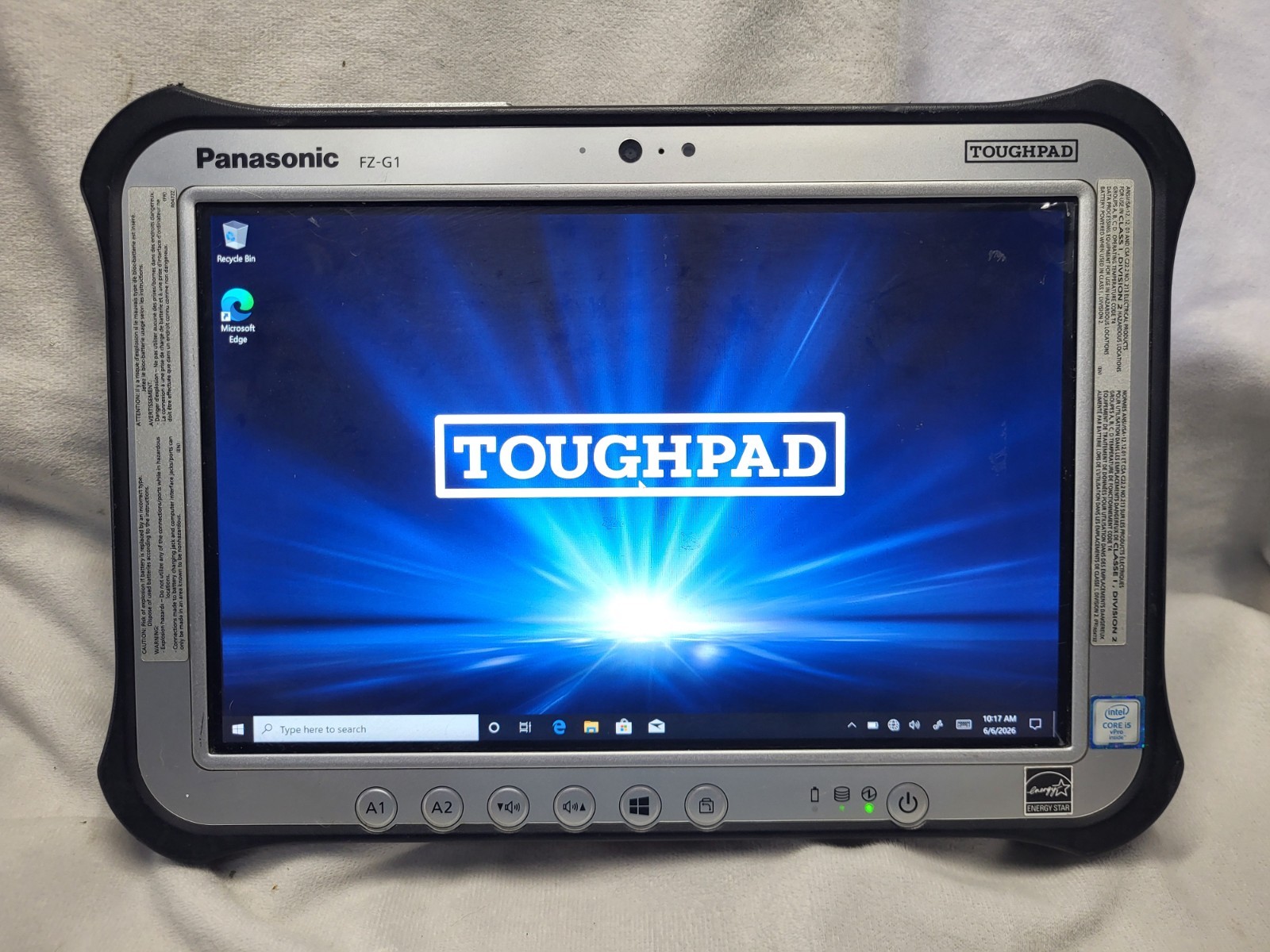 Panasonic Toughpad FZ-G1 Core i5 7300U 2.6GHz 8GB RAM 128GB SSD Win 10 Pro