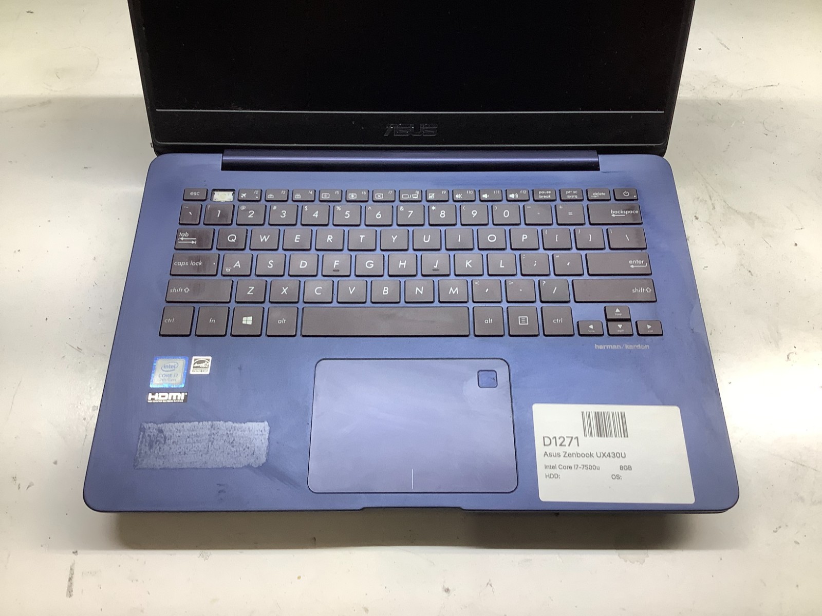 Asus Zenbook UX430U Intel Core i7-7500u 2.7GHz 8GB NO HDD