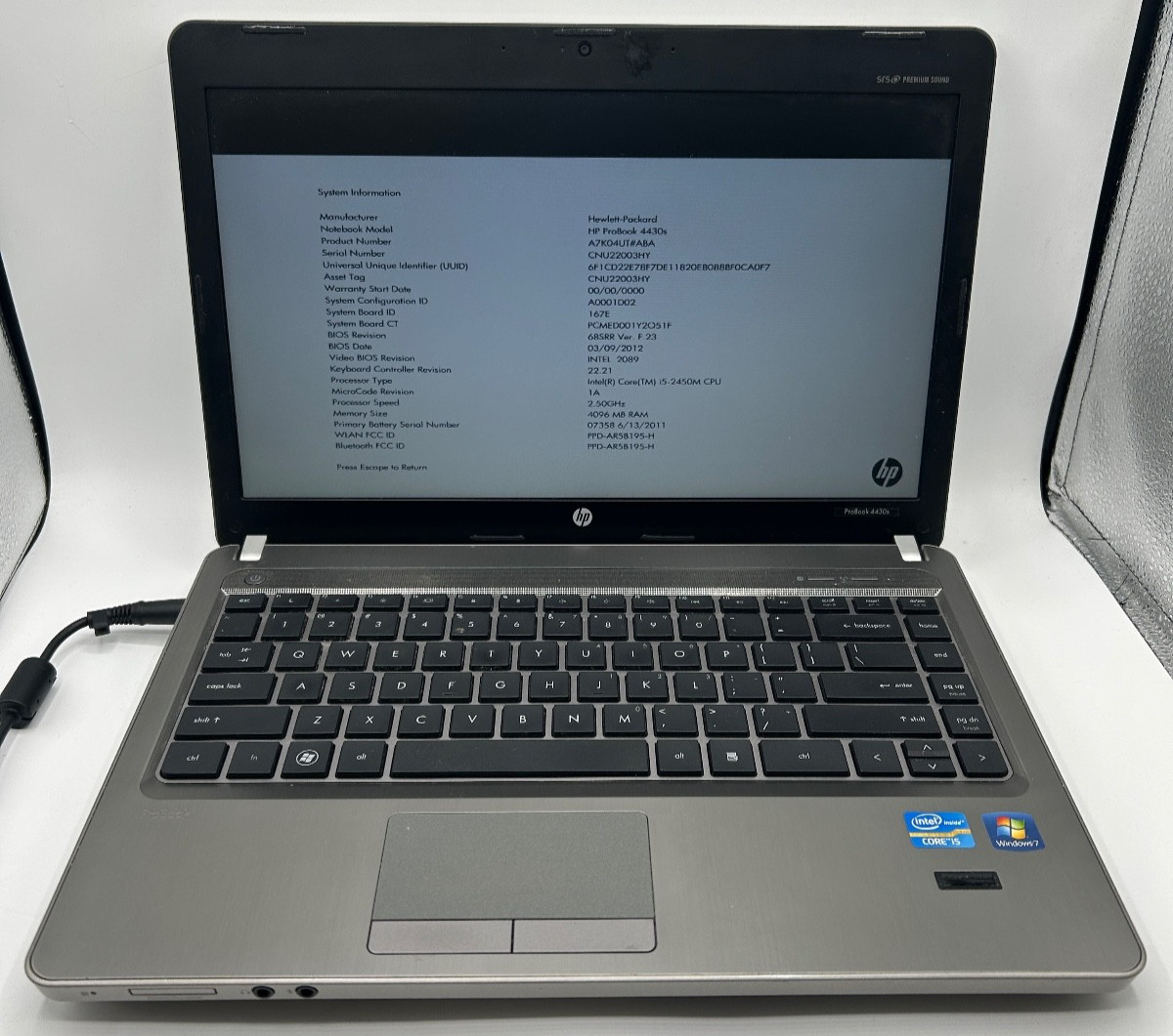 HP ProBook 4430s 14″ Business Laptop i5-2450M 4GB RAM No HDD No SSD