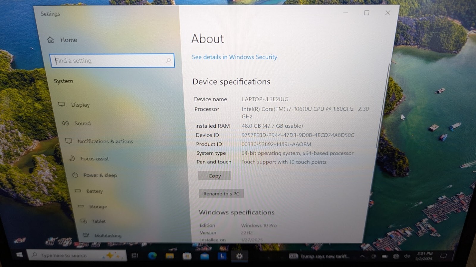Lenovo T14 G1 i7-10610U 48GB RAM/500 GB SSD – Win 10 Pro TOUCHSCREEN