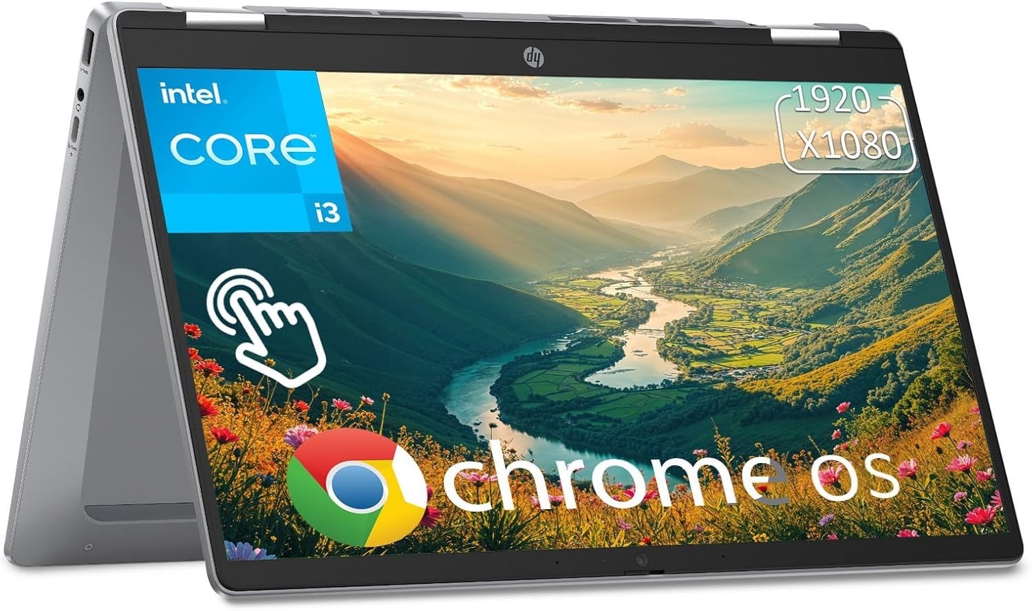 HP Chromebook Plus x360, 14″ 2 in 1 FHD Touch Laptop, Intel Core i3-N305, 8/256