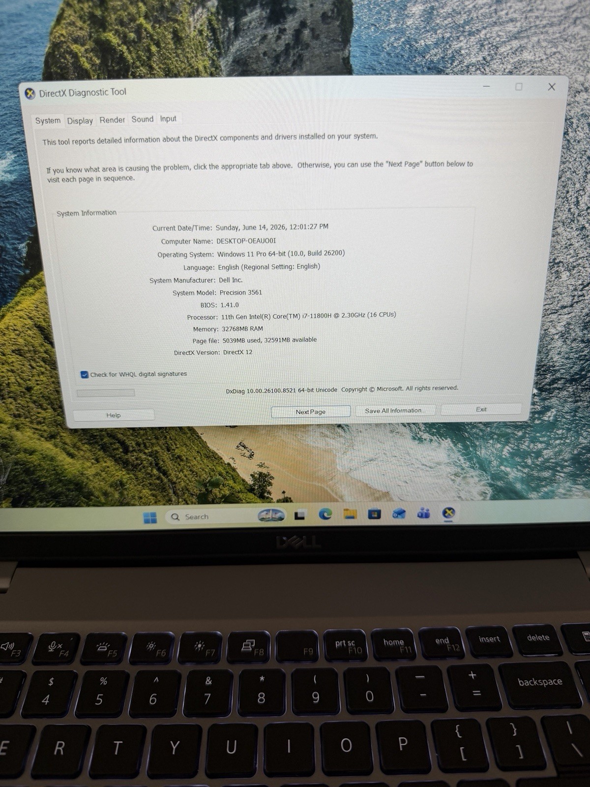 DELL PRECISION 3561 CORE i7 11TH GEN 32GB RAM 512GB SSD 4GB GPU