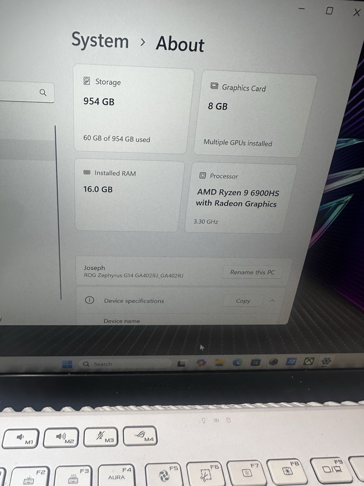 ASUS ROG Zephyrus G14 (GA402RJ) – Ryzen 9 6900HS – 16GB DDR5 – 1TB SSD