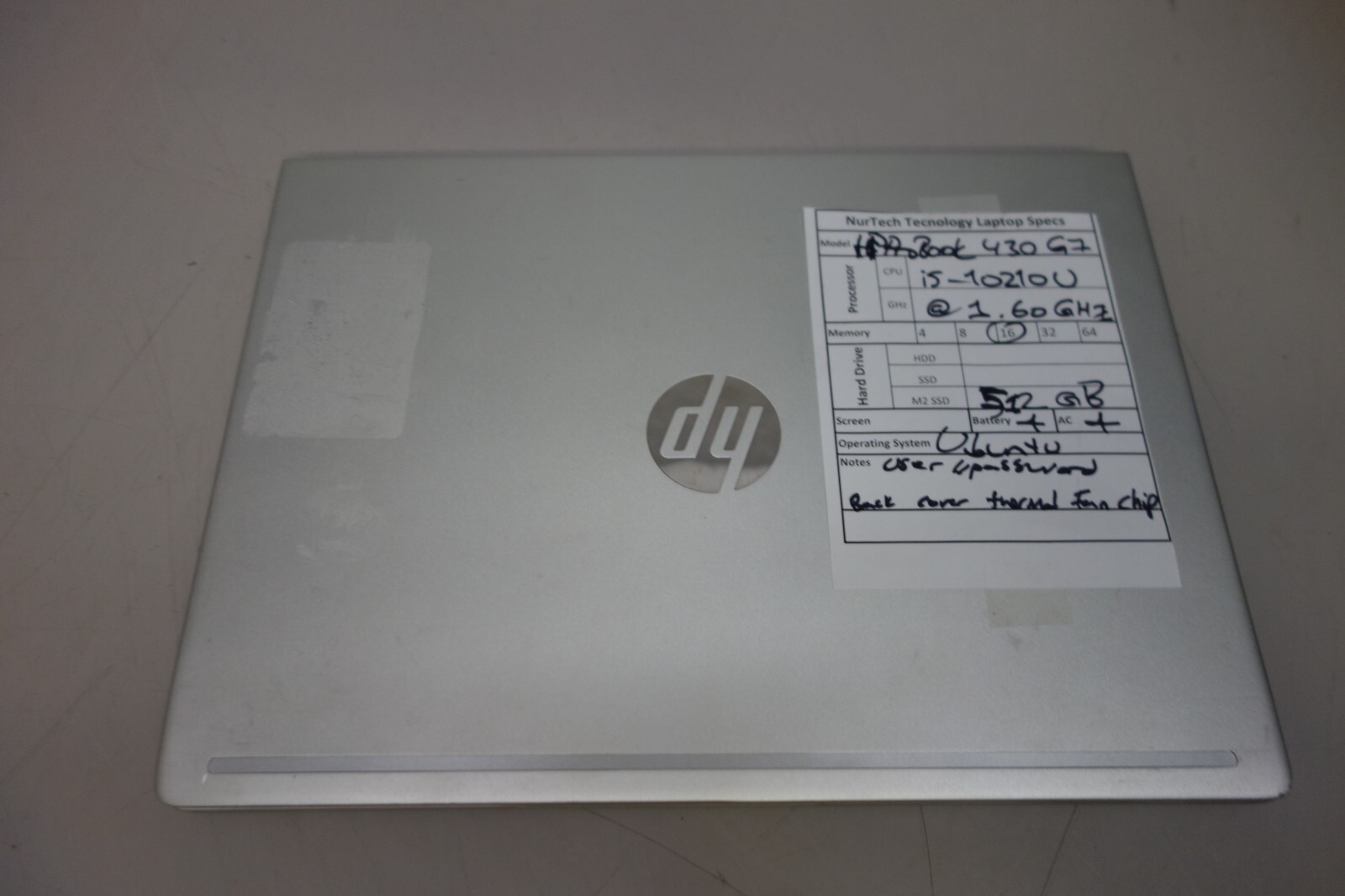 HP ProBook 430 G7 13.3″ i5-10210U 1.6GHz 16GB/512GB m2 SSD UBUNTU Laptop + AC